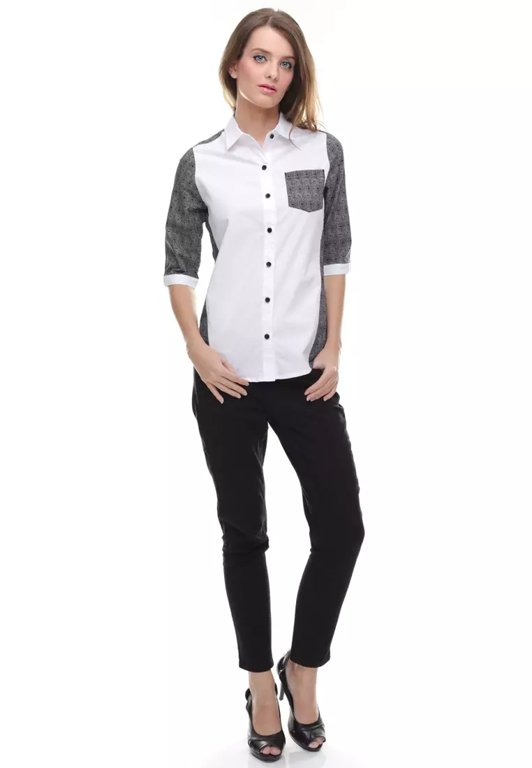 LGS - Regular Fit - Kemeja Wanita - Lengan Batik - Putih - LSH.381.O1405L.615