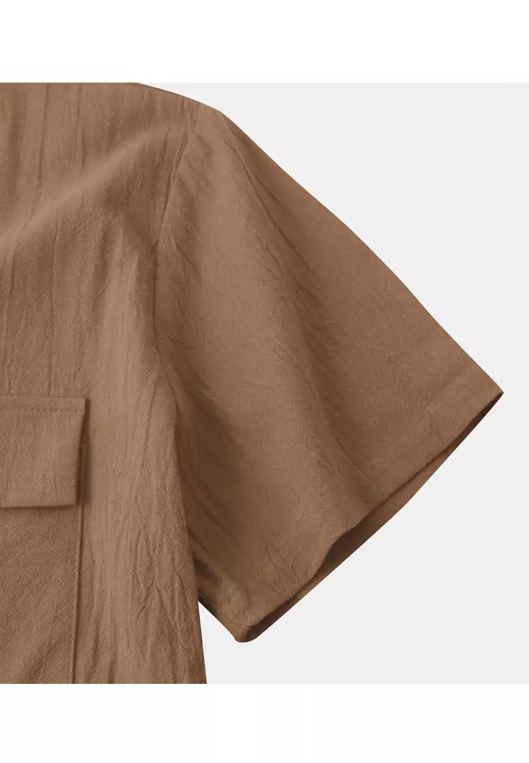 Loose Square-neck Linen Shirt YL-SKD01