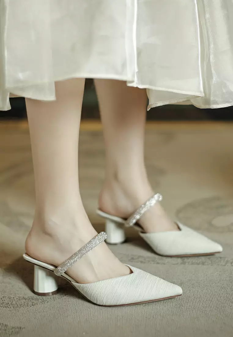 6CM Rhinestone Strap Mule Heel TE726-29