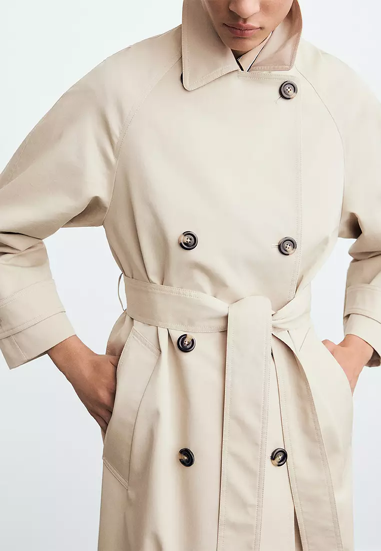 Long Double-Breasted Trench Coat