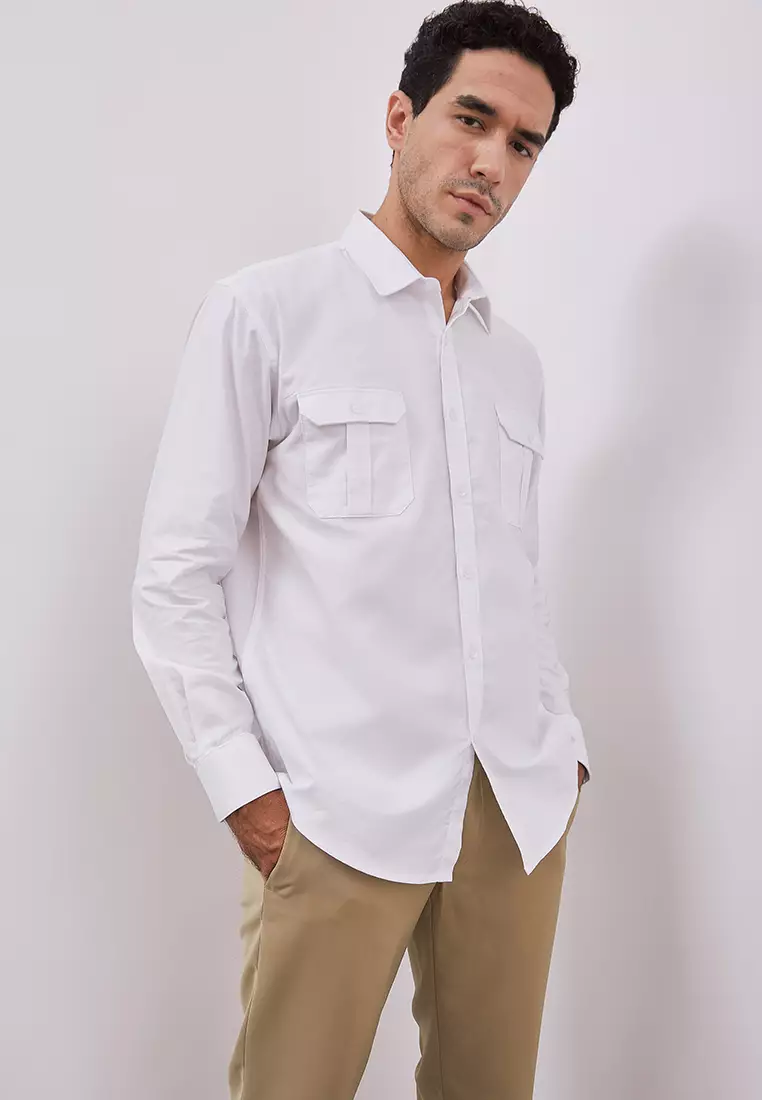 Jobb Adencliff Kemeja Pria Lengan Panjang Regular Fit Putih