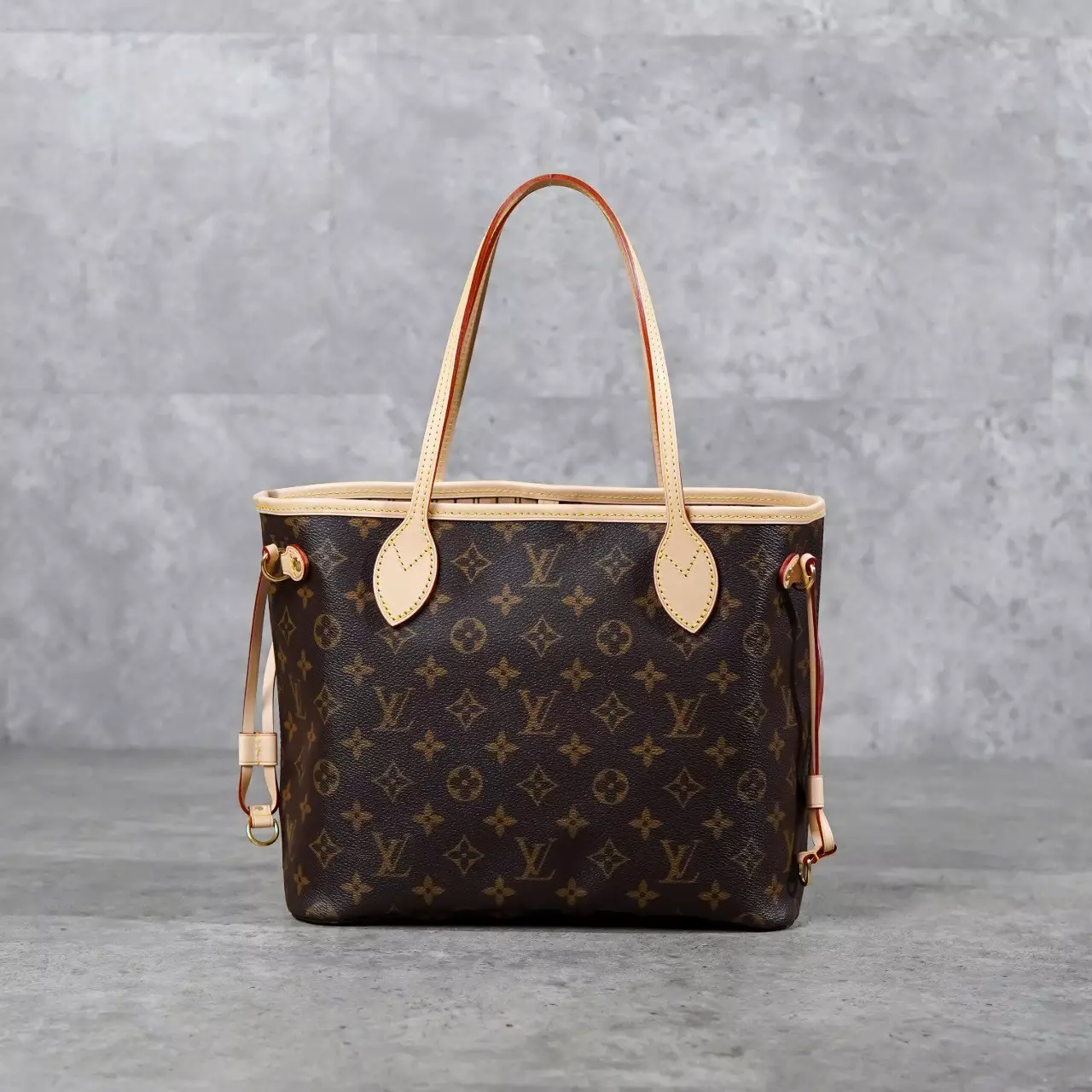 Tas LOUIS VUITTON LV NEVERFULL PM ECLIPSE BROWN TOTE BAG WITH POUCH 100% ORIGINAL