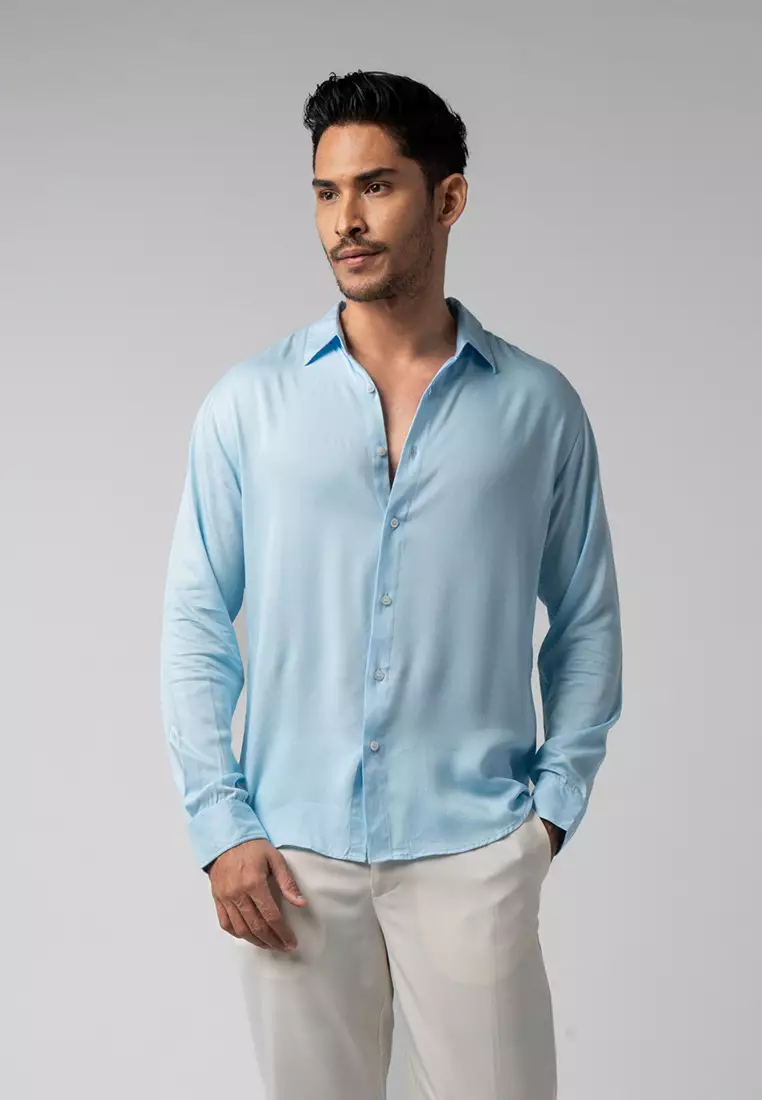 Viscose Soft Blue LS Casual Shirt