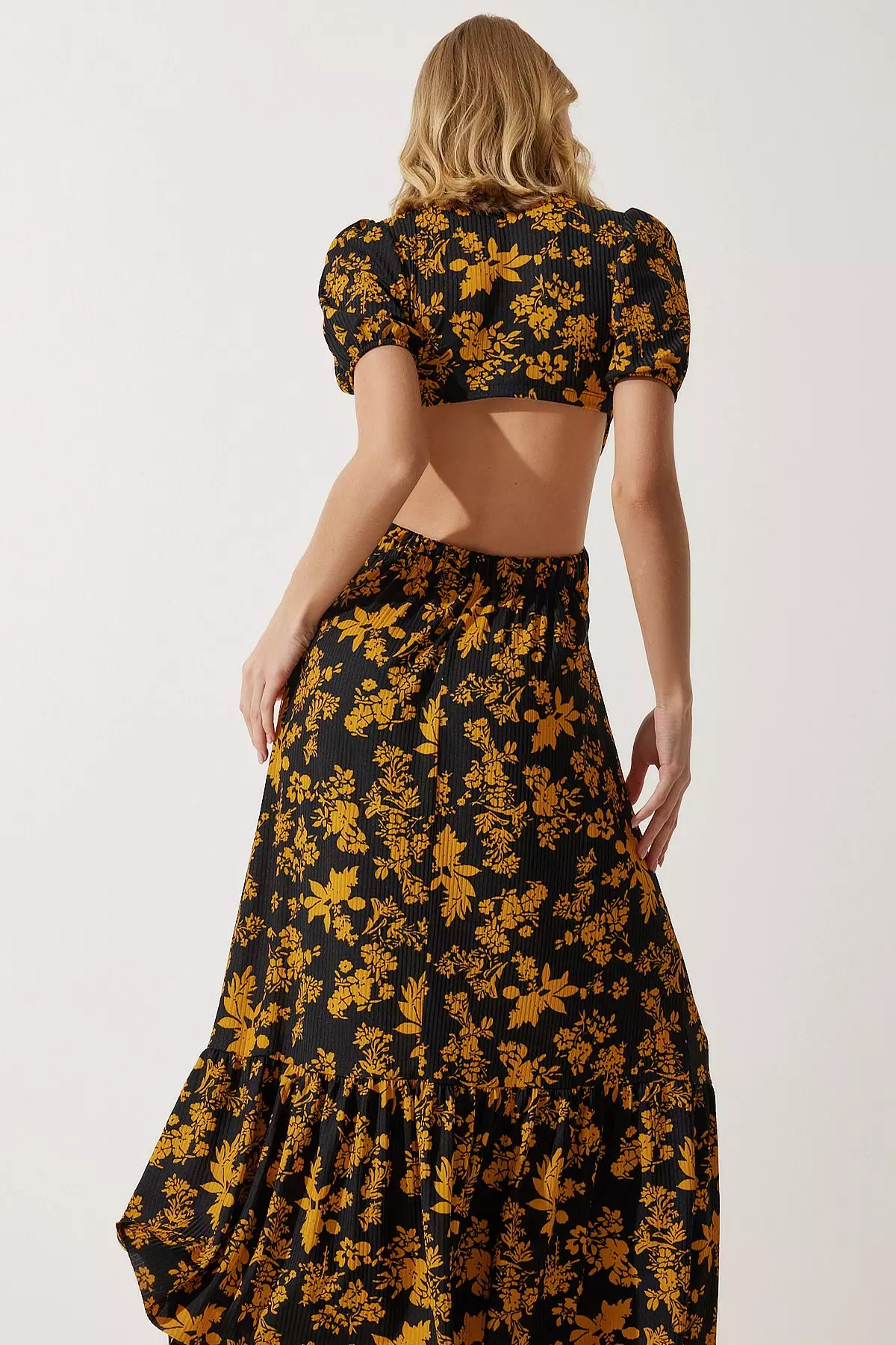 Pleated Floral Print Dress