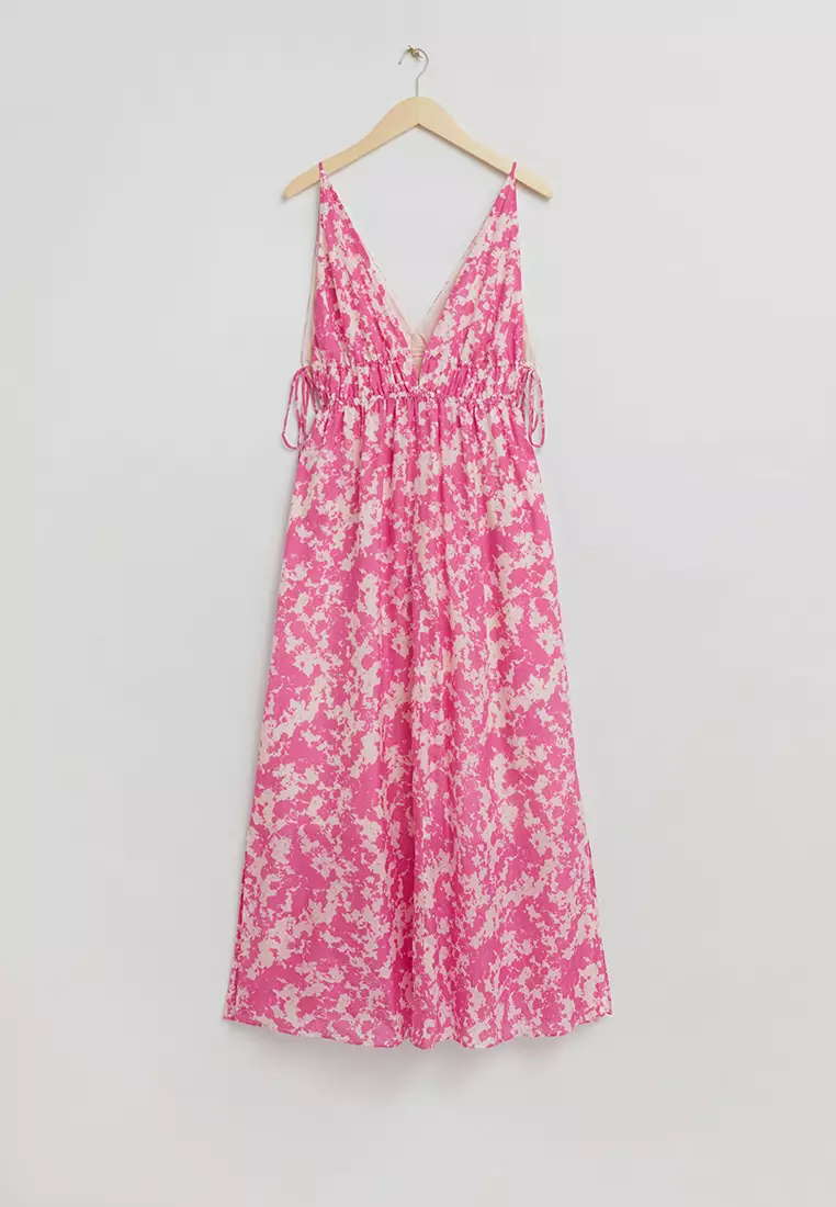 Tie-Detailed V-Cut Dress