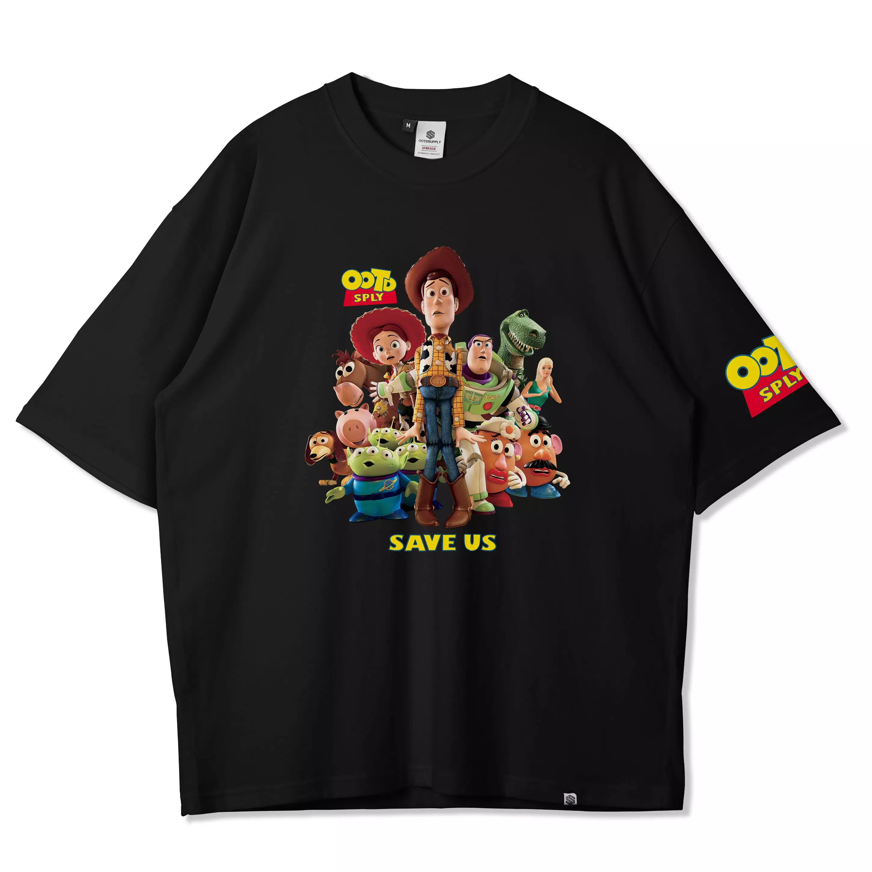 OOTDSUPPLY Oversized Tshirt Toys Baby Blue Cream & Black l Kaos Oversize Pria dan Wanita OV139