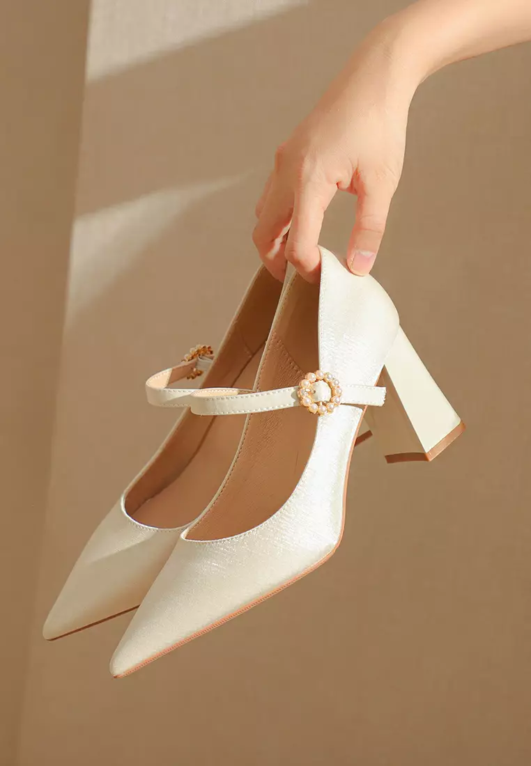 7CM Satin Mary Jane Shoes 873-5