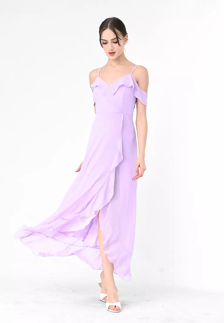 露肩长款连衣裙