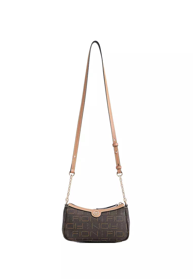 Buy FION FION Monogram PVC with Leather Shoulder Bag 2025 Online | ZALORA