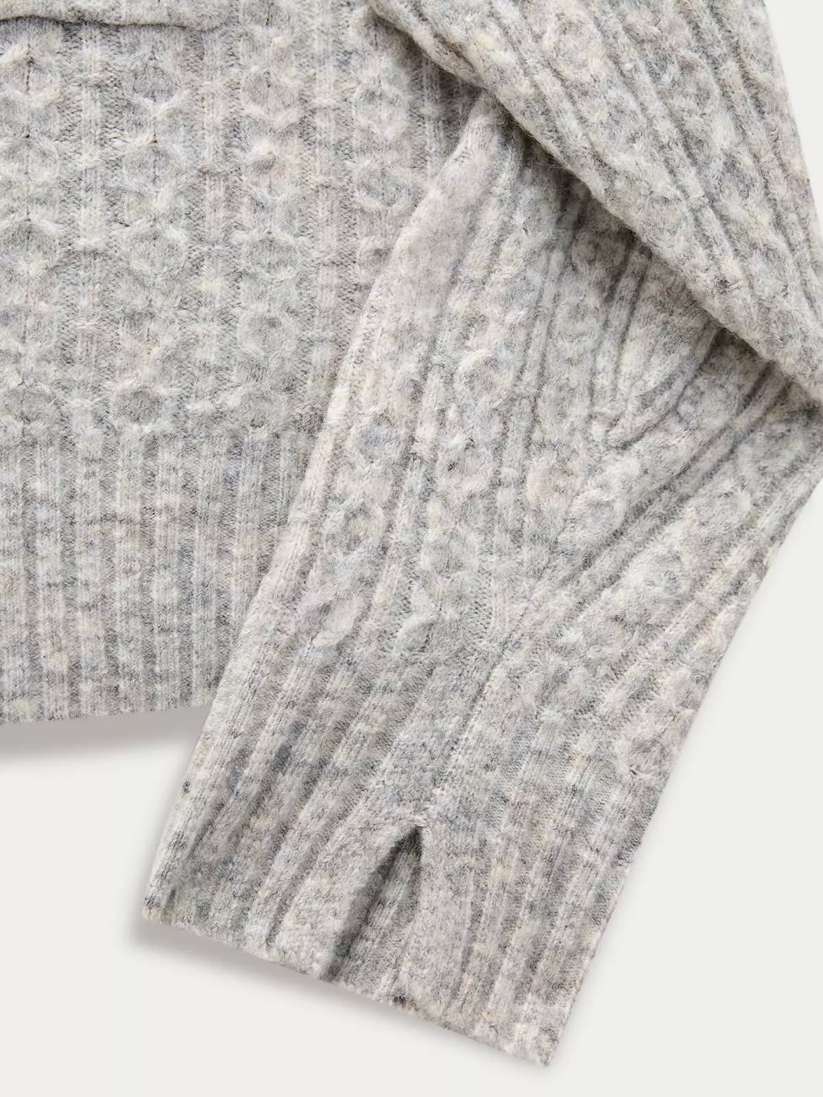 Pomelo - Cardigan Wanita - Oversized Cable Knit Cardigan - Light Grey