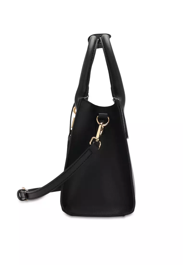 2-In-1 Top Handle Bag & Zipper Purse (2-in-1 Tas Tangan Wanita & RFID Dompet Wanita) - Hitam