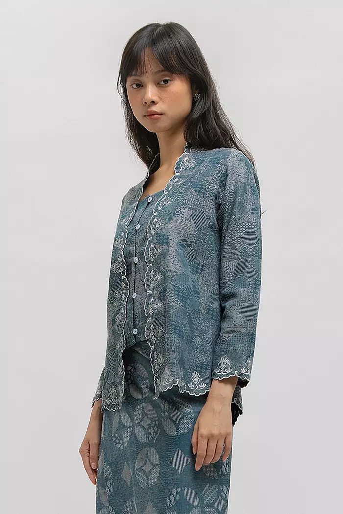 COTTONINK - Atasan Blouse Wanita Latika Kawung Biru Laut #Archipelago2025