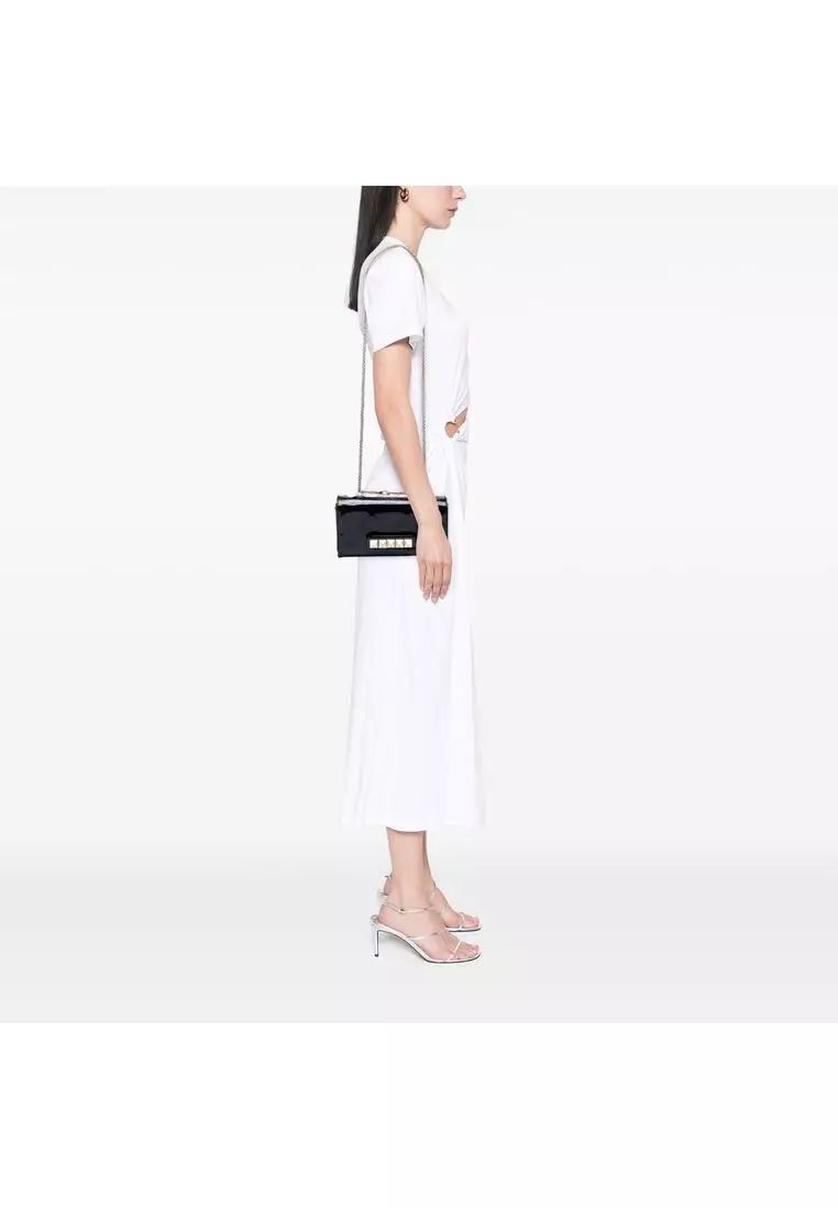 Pre-Loved Valentino Patent Vava Voom Chain Clutch