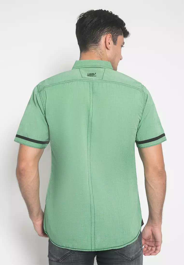 LGS - Kemeja Casual - Slim Fit - LGS - Warna Hijau - Double Pocket - JSH.390.S612F.447.C