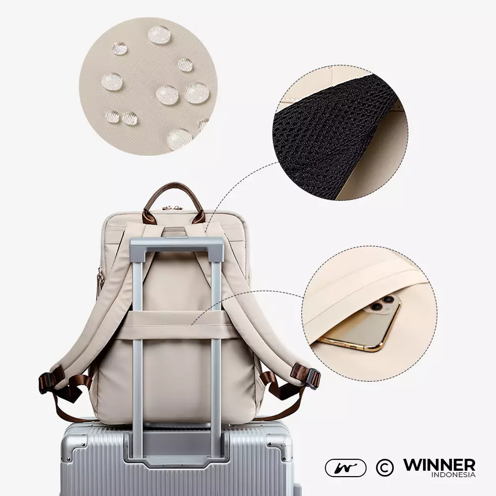 WINNER Tas Ransel Laptop 15,6 inch Premium Oxford Anti-Air Backpack Korean Style (T14-002) Warna Hitam-15-inch