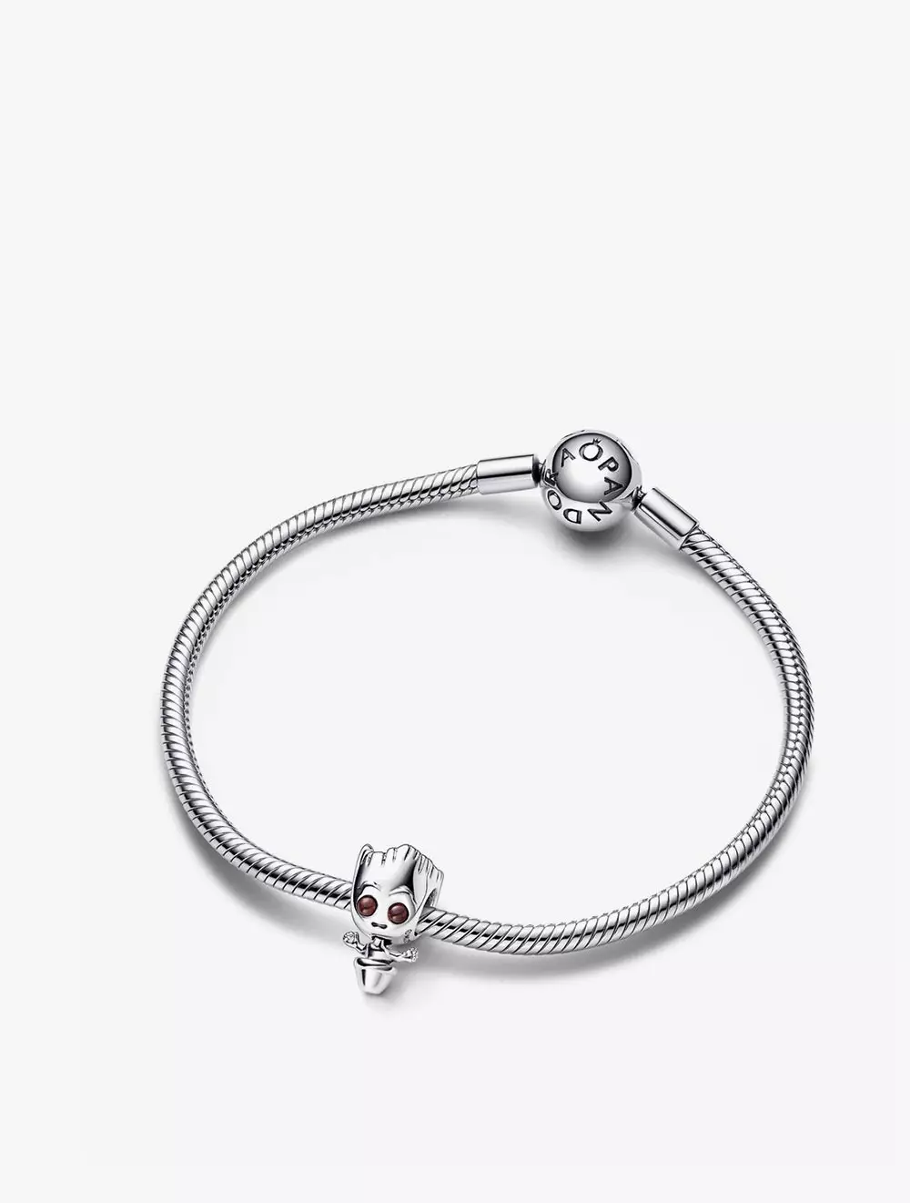 Marvel Baby Groot sterling silver charm with brown crystal