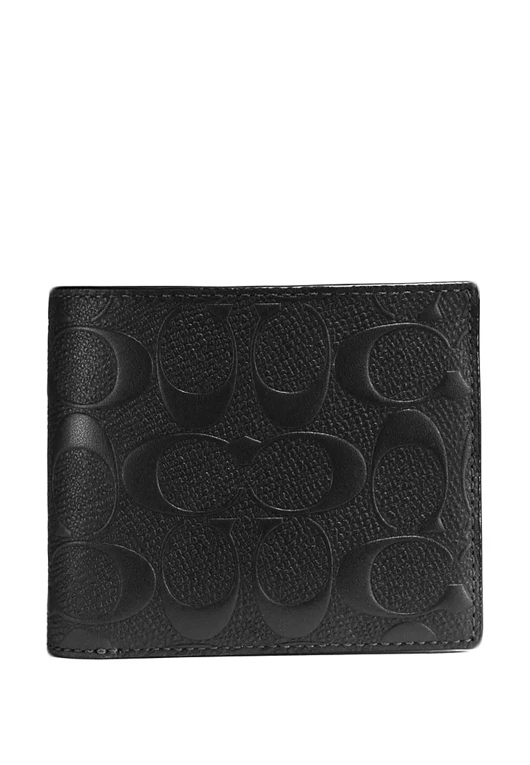 Buy Coach Coach Mens Compact ID Wallet In Signature Leather