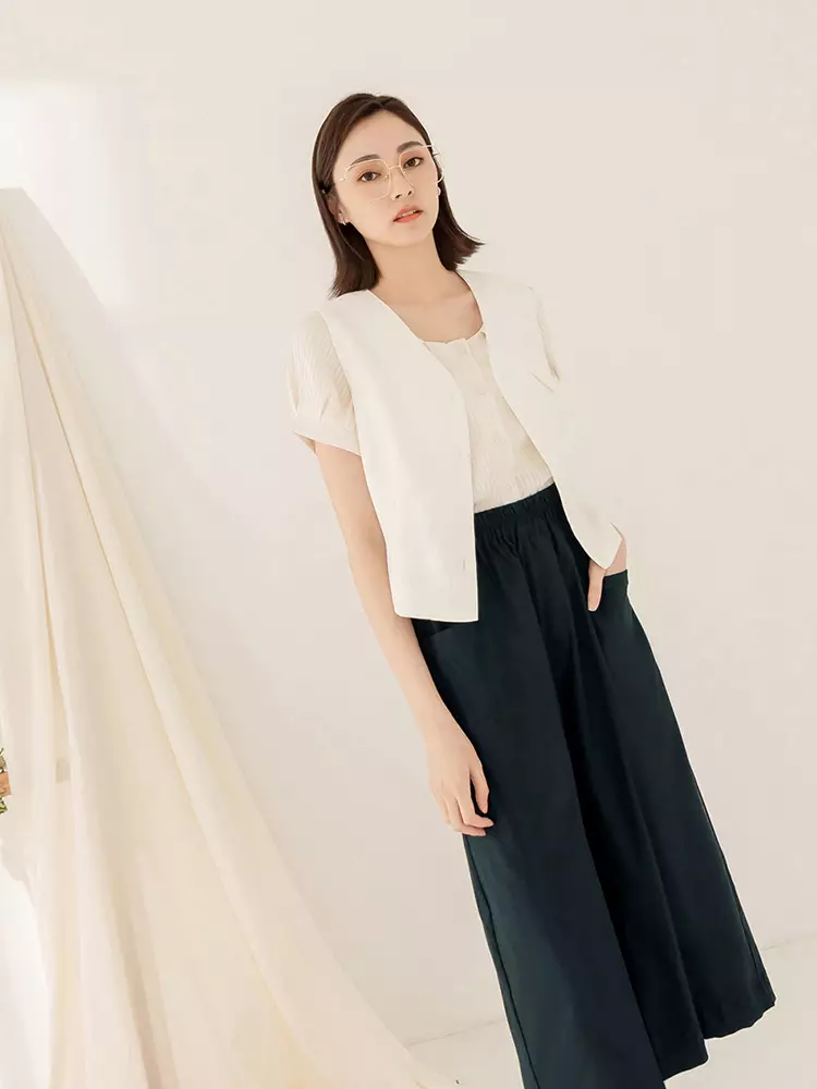 Cool and comfortable elastic waistband loose-fitting skirt pants [BA7494]