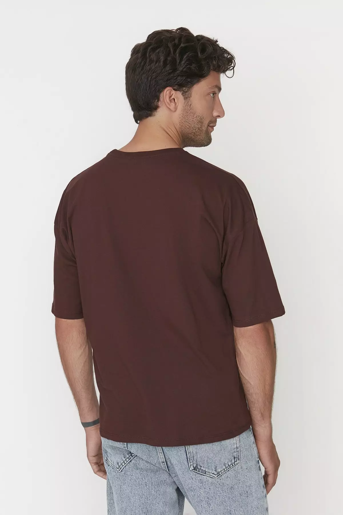 Brown Oversize Basic T-Shirt 100% Cotton Cut 100%