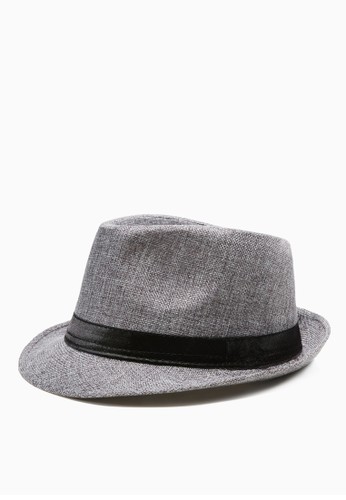 撞色仿麻紋。紳士草帽-05180-灰色esprit outlet 香港, 飾品配件, 紳士帽