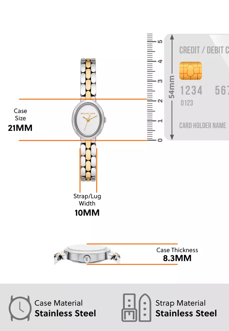 Michael Kors Women's Maude Analog Watch ( MK4956 ) - Quartz, Silver Case, Oval Dial, 10 MM Two Tone Stainless Steel Band