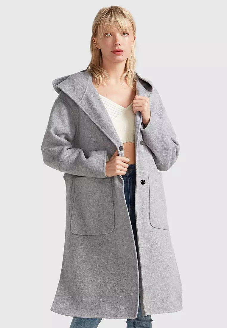 Buy Belle Bloom Walk This Way Wool Blend Oversized Coat Grey