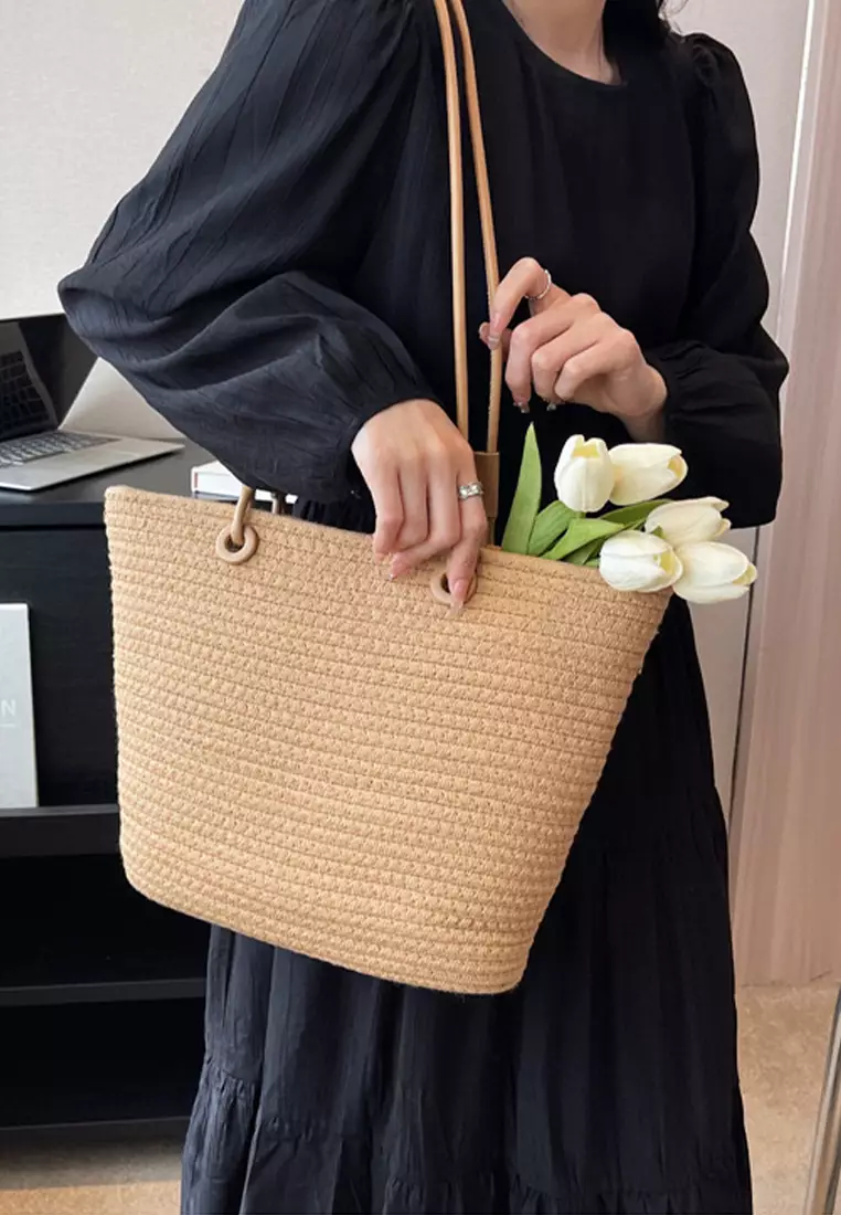 Woven tote bag top