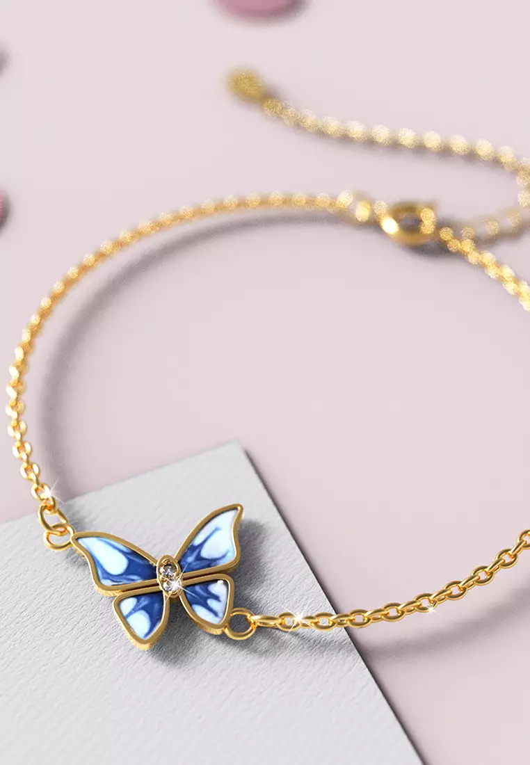 Alice Butterfly Gold Stainless Steel Bracelet
