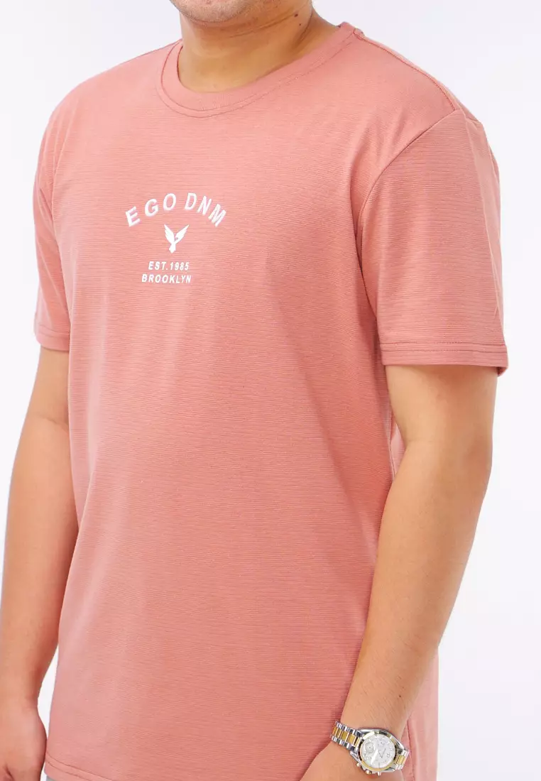 Round Neck Streaky Short Sleeve