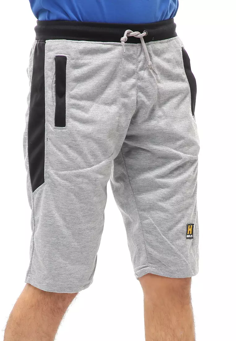 Rishham Short Pants Celana Pendek Kasual Pria Material Baby Terry ORIGINAL - Light Gray