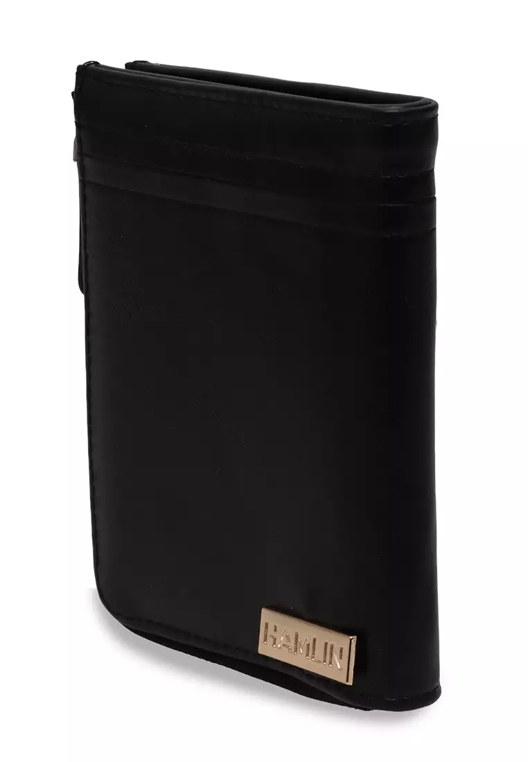 Resyan Dompet Kasual Pria Zipper Design Short Wallet Many Slot Material Leather ORIGINAL - Black