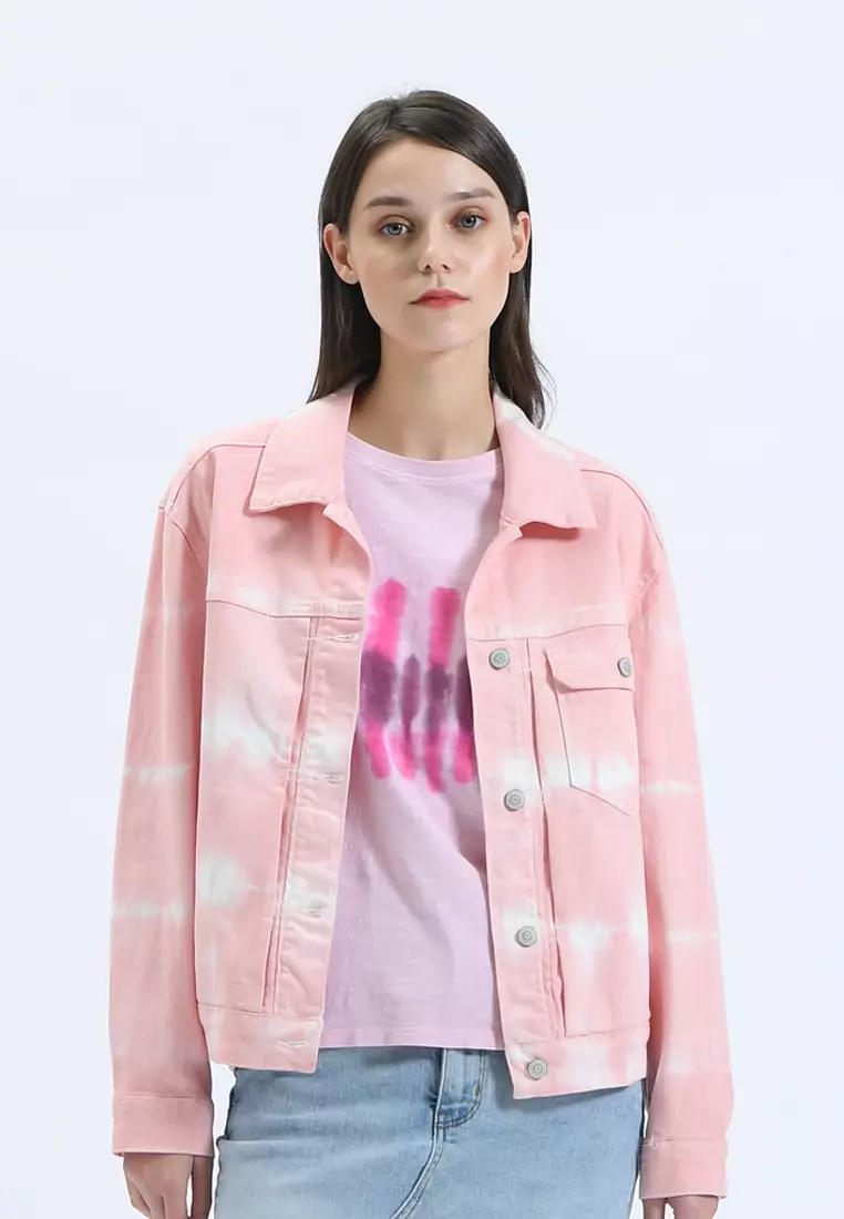 Buy Chevignon Ladies' Pink Shibori Trucker Jacket Online | ZALORA