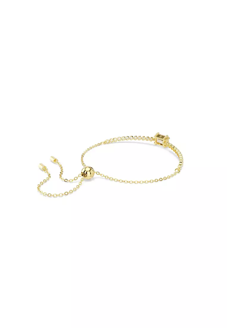 Matrix Tennis bracelet, Mixed cuts, Caramel, Gold-tone plated