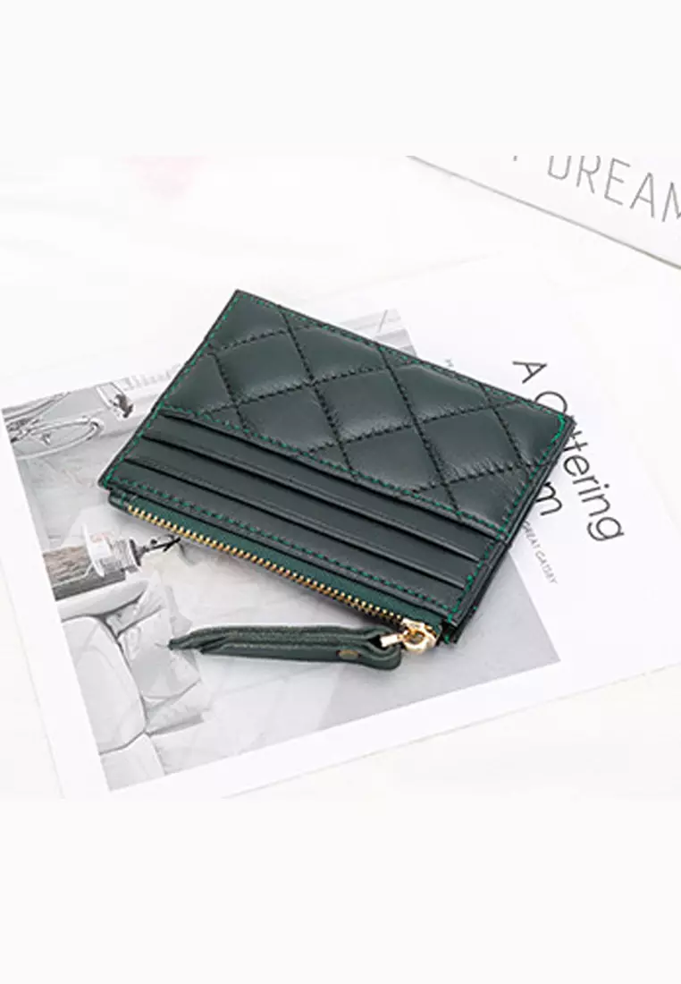 Quilted Sheepskin Card Holder Zip Purse JW YT-09