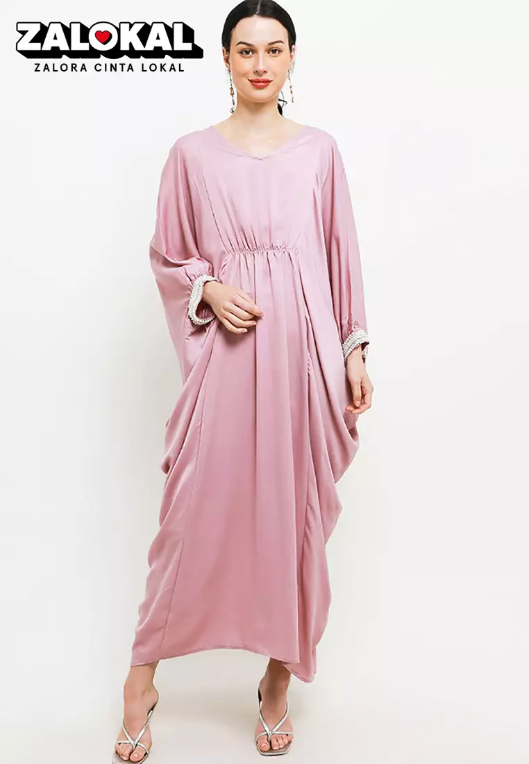 Beaded Cuff Sateen Kaftan