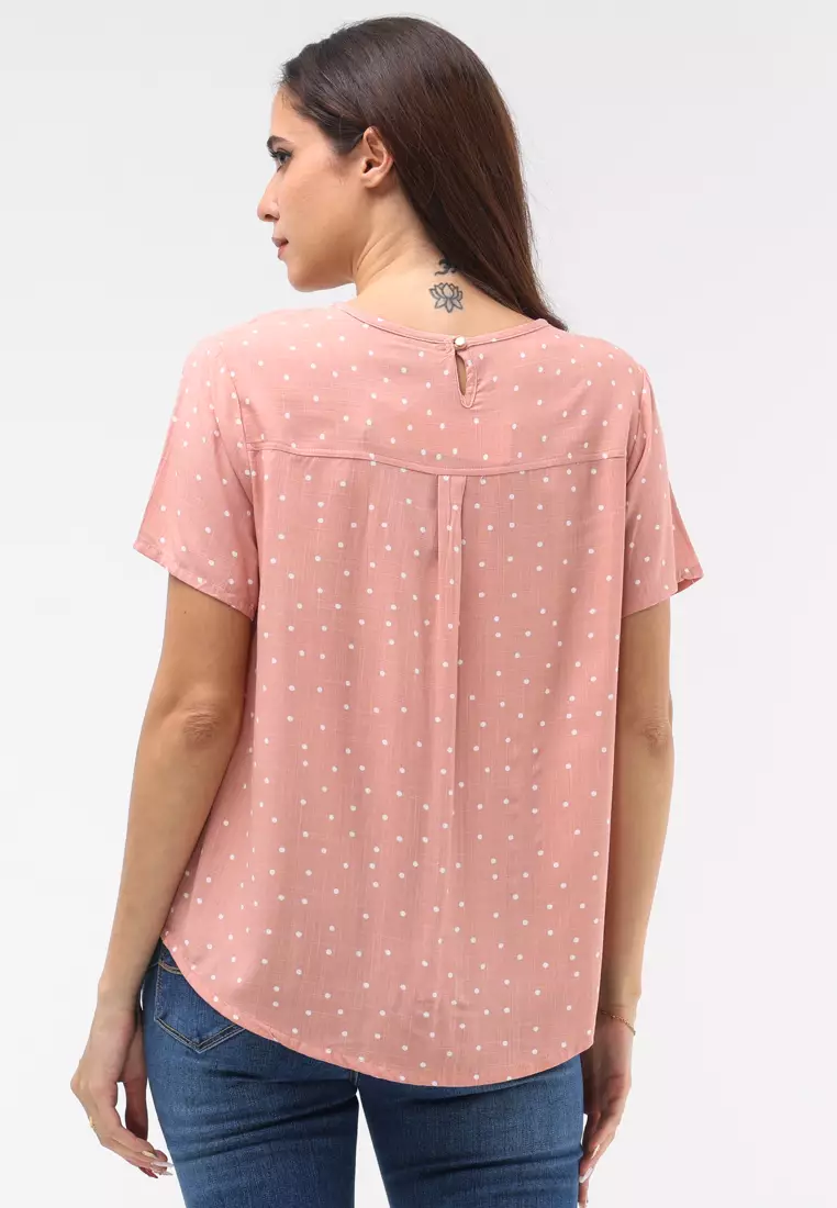 Woven Printed Soft Linen Short Sleeve Blouse
