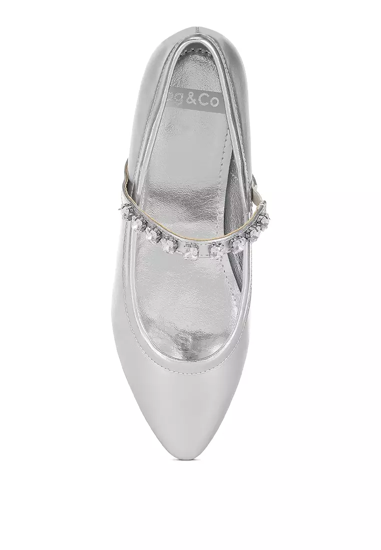 Metallic Mary Jane Ballerinas in Silver