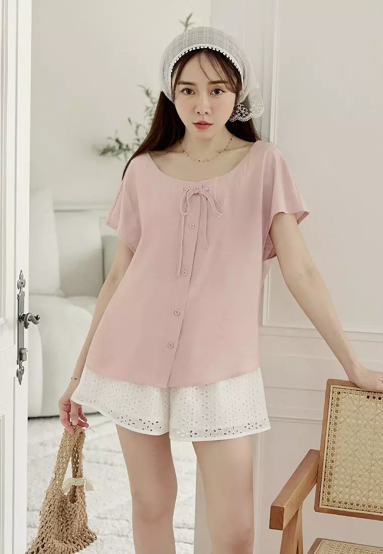Buy OBSTYLE 2-Way Drawstring Short Sleeve Top with Round Neck and 