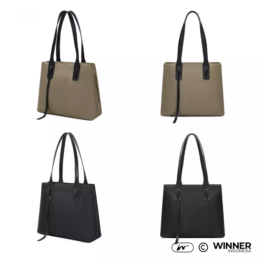 Tas Laptop 14 inch Bahu Nilon Oxford Wanita Korean Style Tote Bag Anti Air (T14-T10-002) - Hitam 14 inch