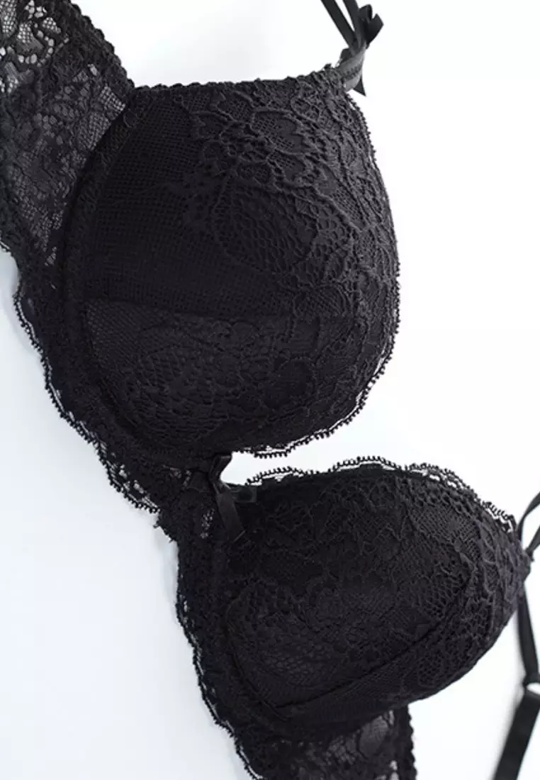 Transparent Wings Lace Bra with Matching Pantie A080649BK