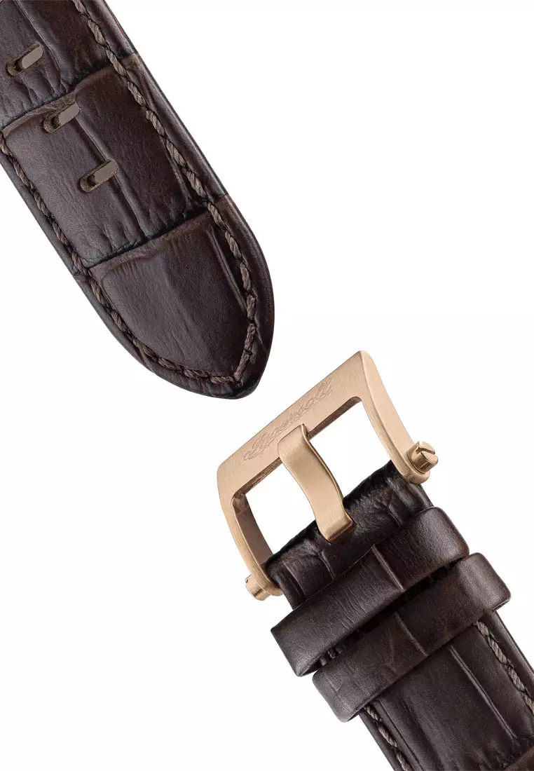 (FREE GIFT) Ingersoll The Varsity Brown Leather Analog Automatic Watch For Men INI15401 IC001GW-GWP