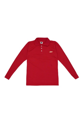 Budak Baek red Budak Baek Logo Long Sleeves Polo Tee - Red / White DFD84AA10960C8GS_1