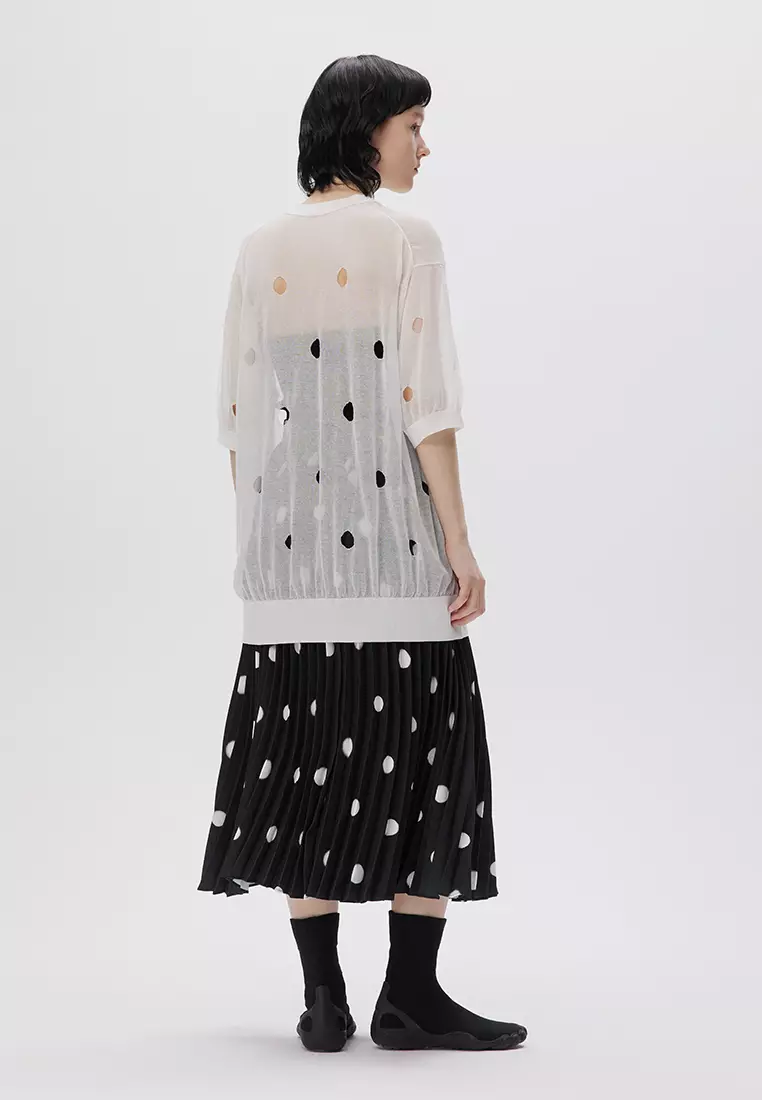 JNBY Women's Lace-Trimmed Short-Sleeved Knit Top