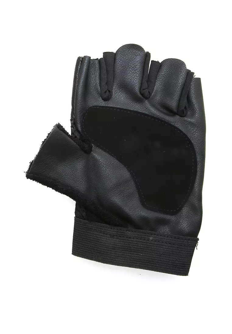 Ellard Sarung Tangan Unisex Half Finger Sport Gloves Material Leather ORIGINAL - Black