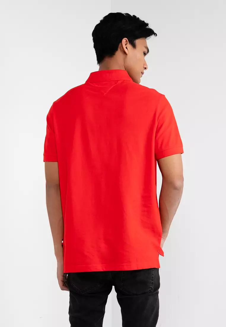 Hollister icon logo heritage slim fit pique polo in red