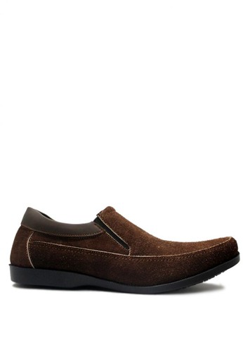 D-Island Shoes Slip On Elegant Genuine Leather Brown