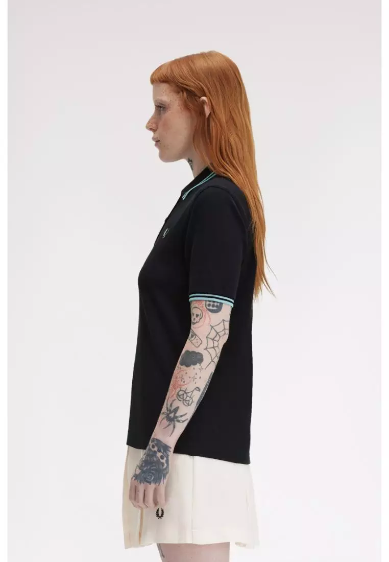 Fred Perry G3600 Twin Tipped Fred Perry Shirt (Navy / Mint Blue / Mint Blue)