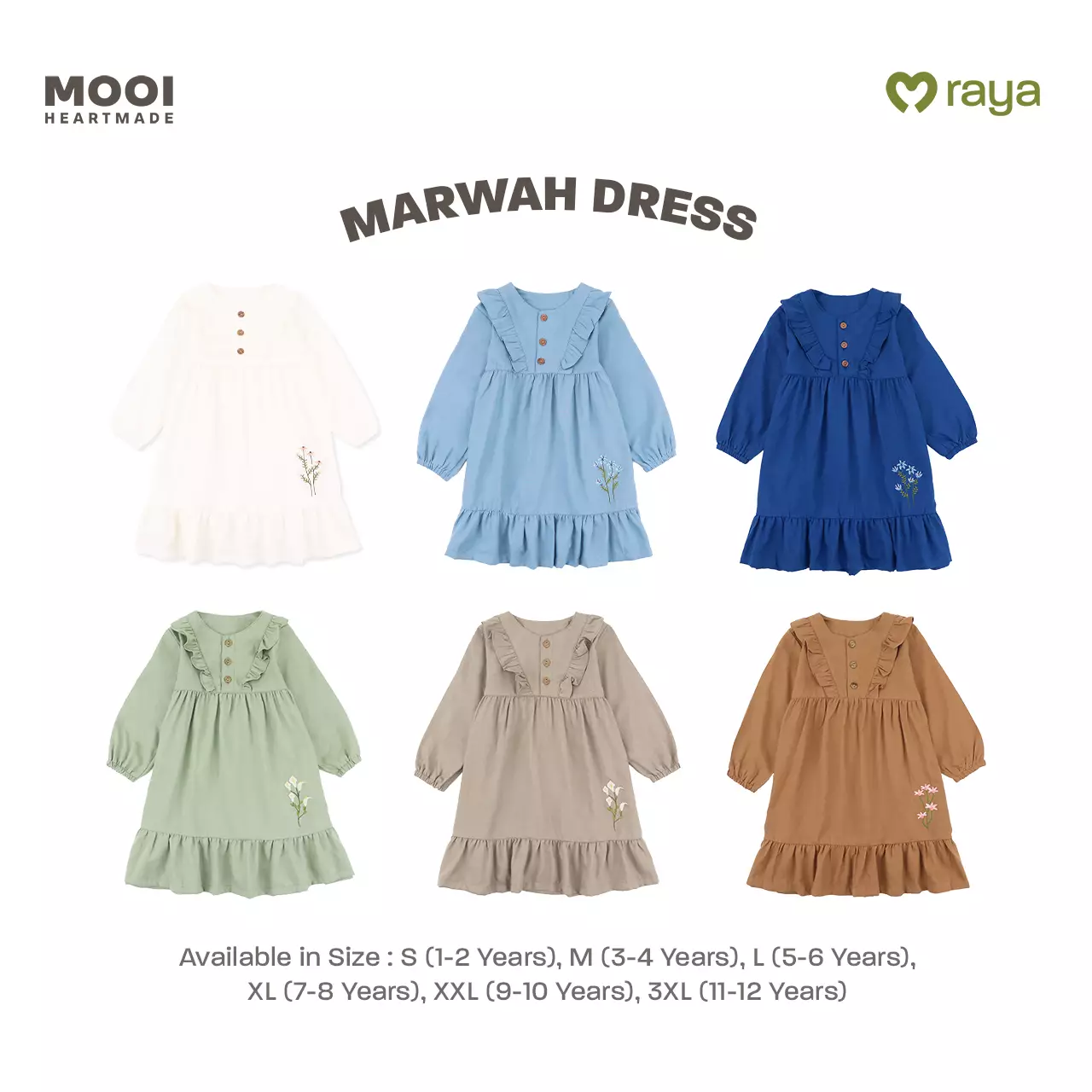 Mooi Dress Anak Gamis Anak Perempuan Raya Collection Marwah Gamis - Dusty Blue