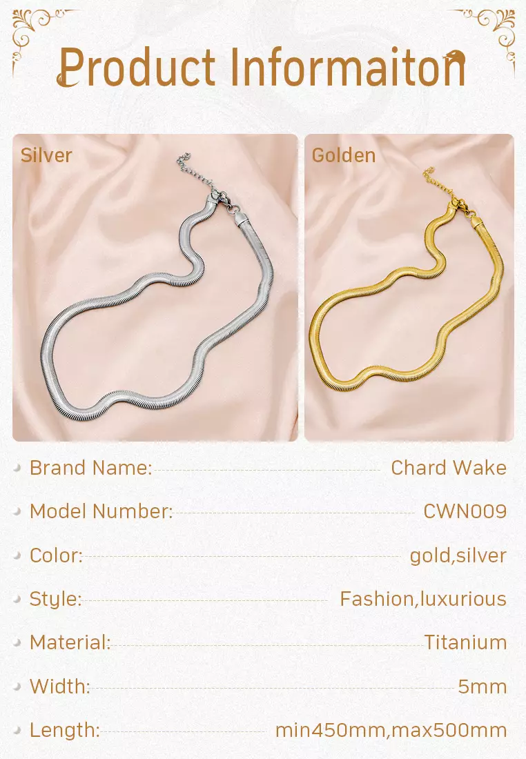 Kalung Pria Wanita Titanium Snake Bone Style Anti Pudar Fashion Cool gold color