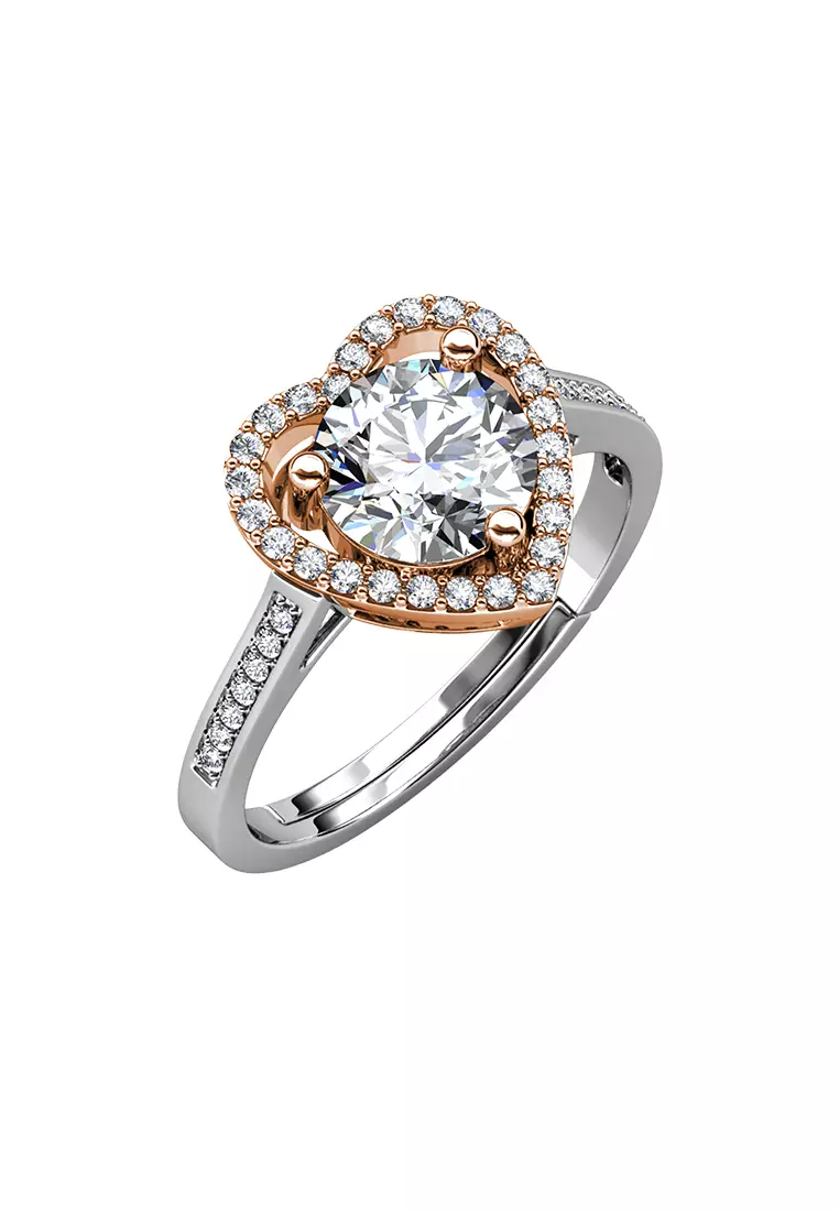 Berlian Moissanite Mon Amour Ring Dual Tone [GRA CERTIFICATE MOISSANITE DIAMOND] - Cincin 1carat Moissanite Diamond 925 Silver Celesta by Her Jewellery